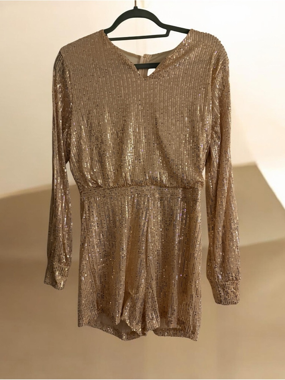 Gold Sequin Long Sleeve Romper